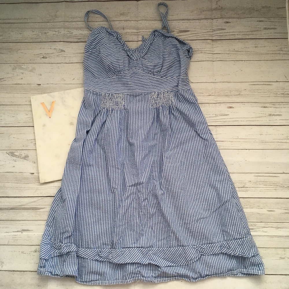 american eagle womens 8 sundress pinstripe blue